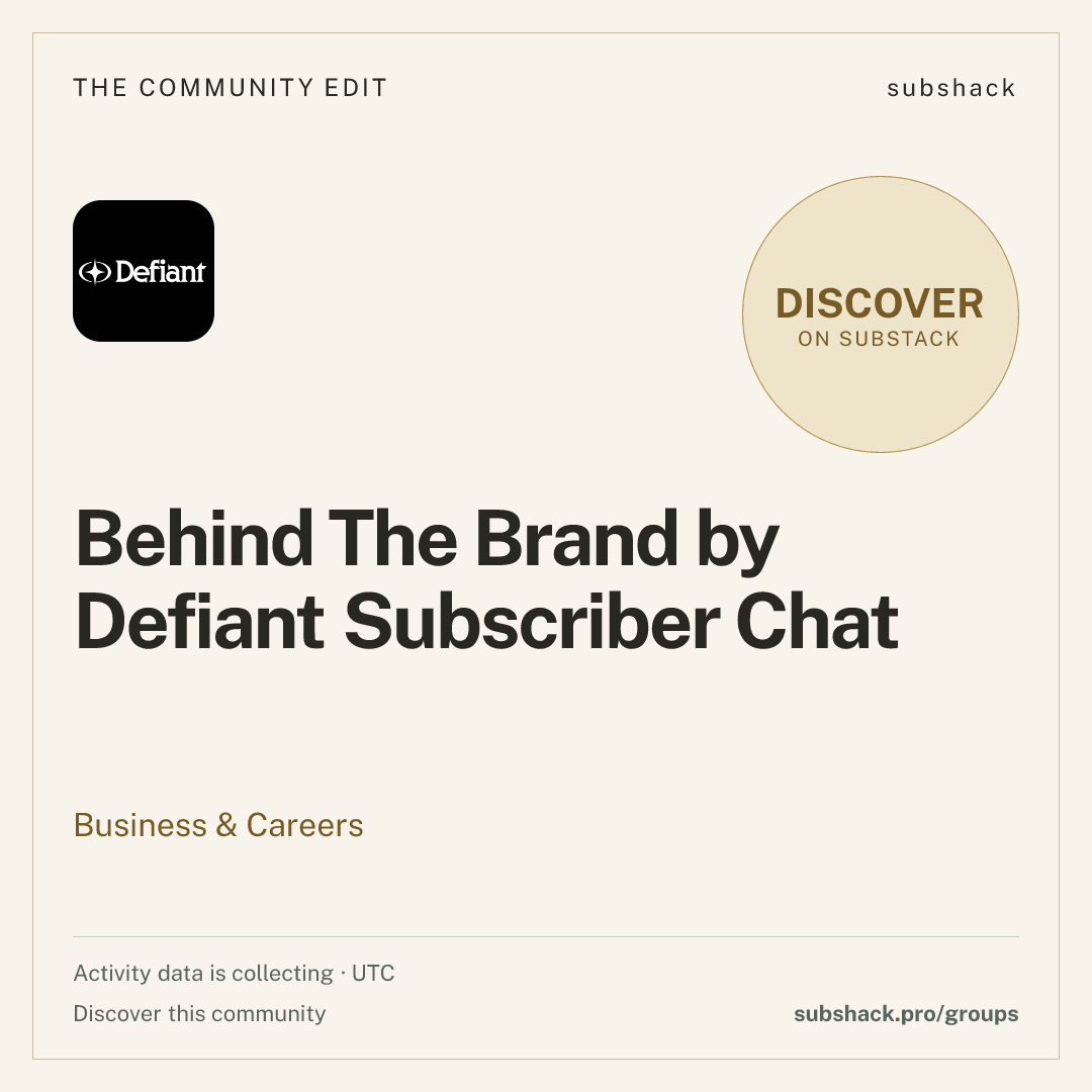 Square post for Behind The Brand by Defiant Subscriber Chat