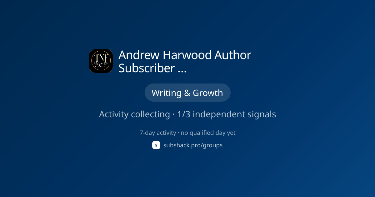 Share image for Andrew Harwood Author Subscriber Chat