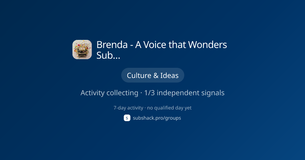 Share image for Brenda - A Voice that Wonders Subscriber Chat